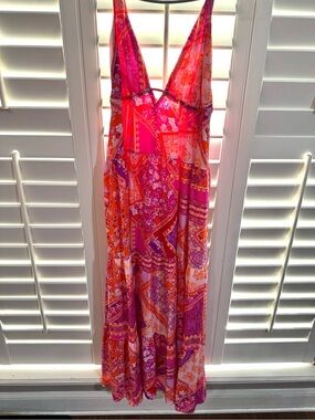 Vici Pink and Orange Floral Patchwork Maxi Dress
